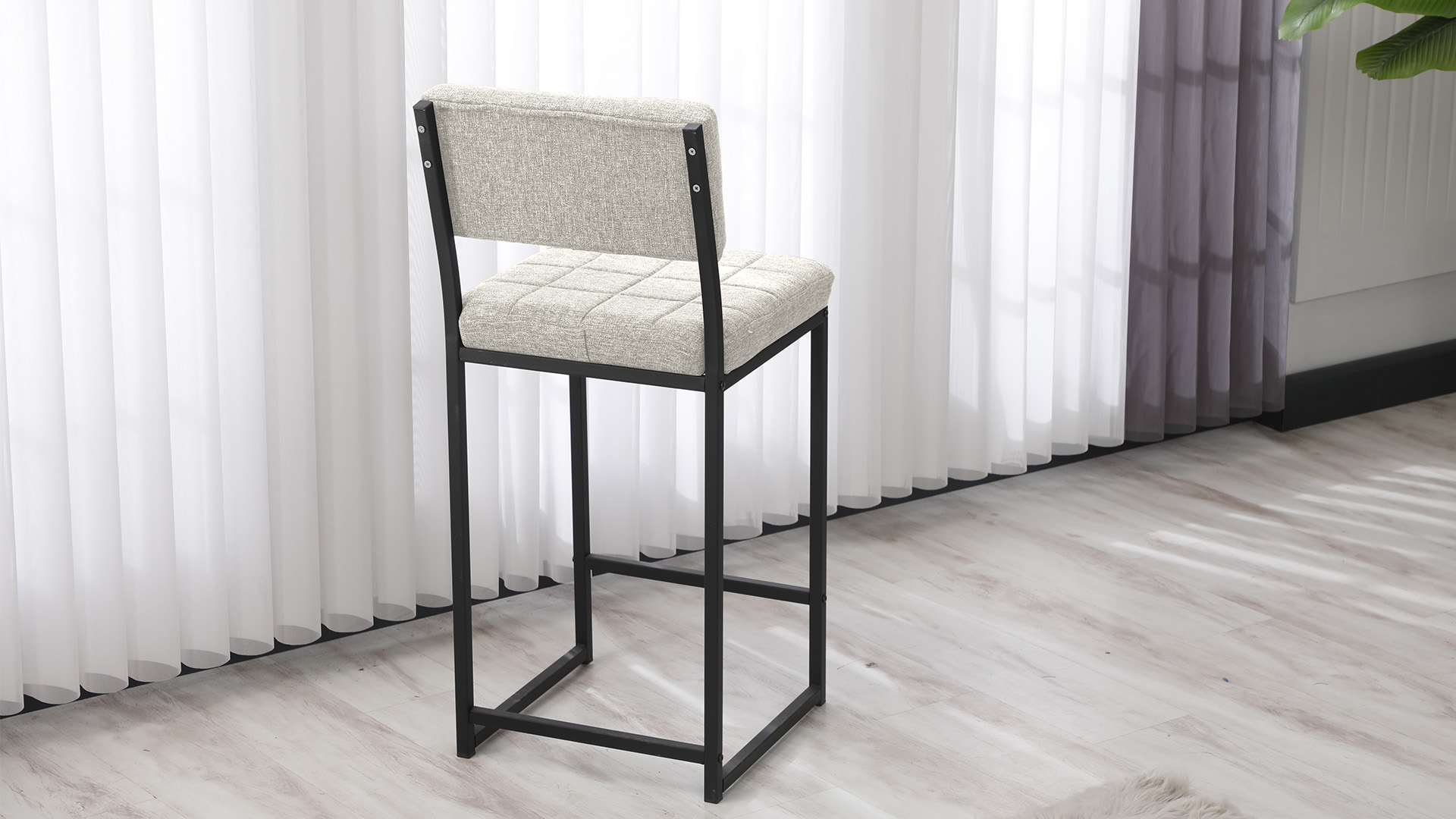 Retro Bar Sandalyesi Ada Mutfak Sandalyesi Bar Taburesi Mutfak Sandalyesi 66 cm - Krem