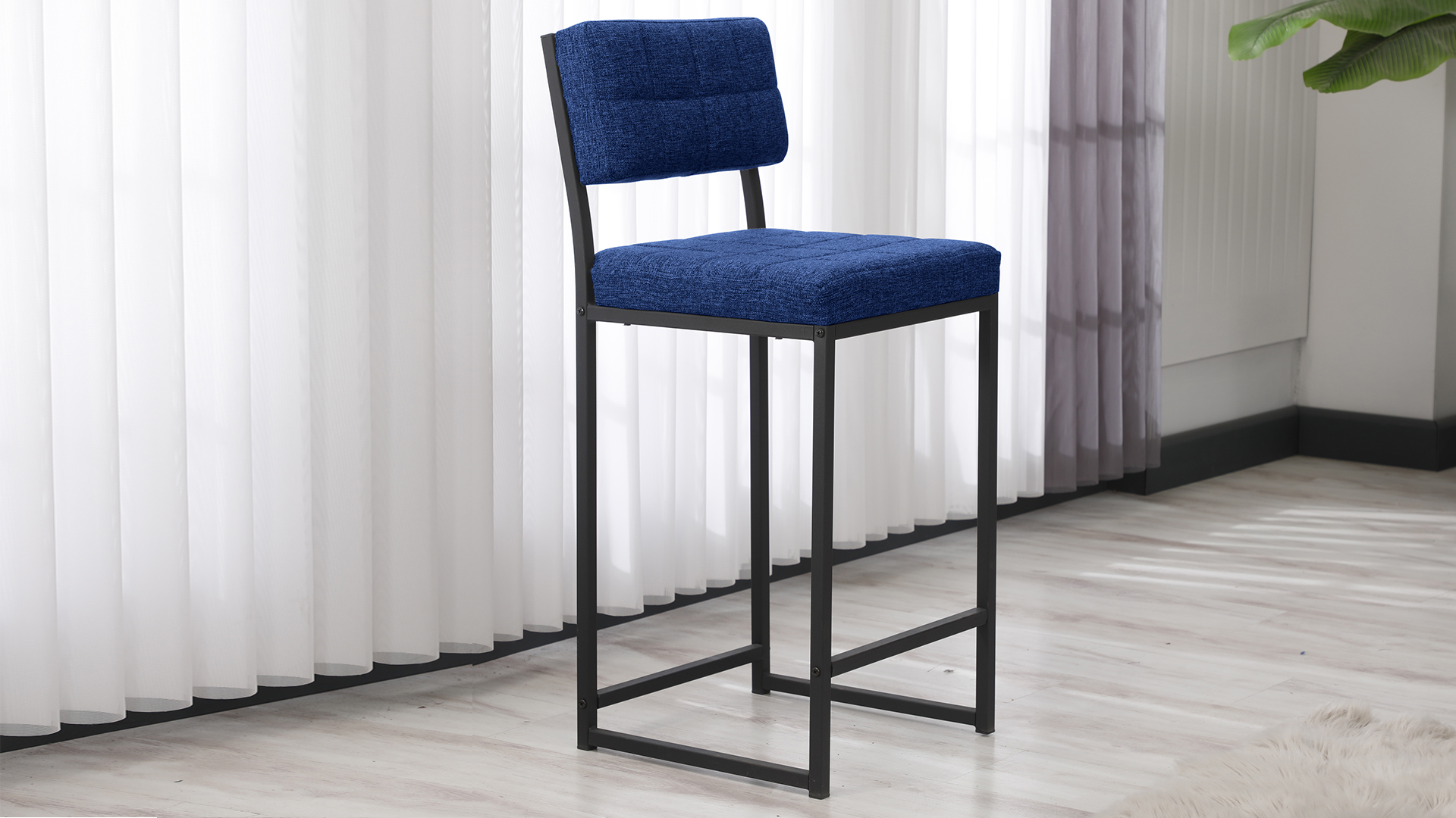 Retro Bar Sandalyesi Ada Mutfak Sandalyesi Bar Taburesi Mutfak Sandalyesi 66 cm - Lacivert