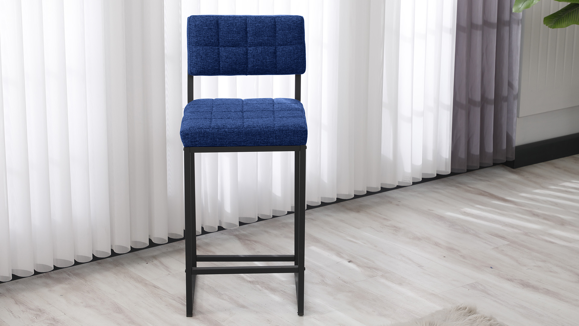 Retro Bar Sandalyesi Ada Mutfak Sandalyesi Bar Taburesi Mutfak Sandalyesi 66 cm - Lacivert