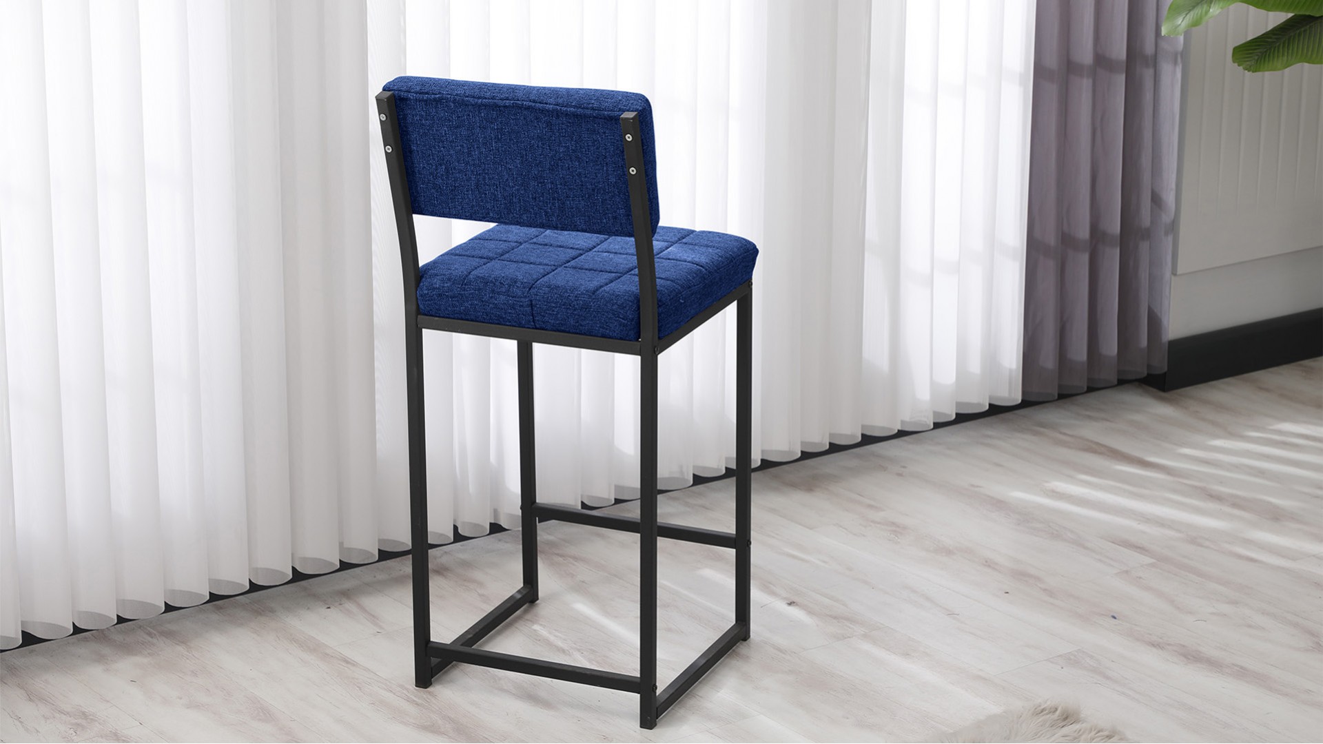 Retro 66 cm Bar Sandalyesi Lacivert