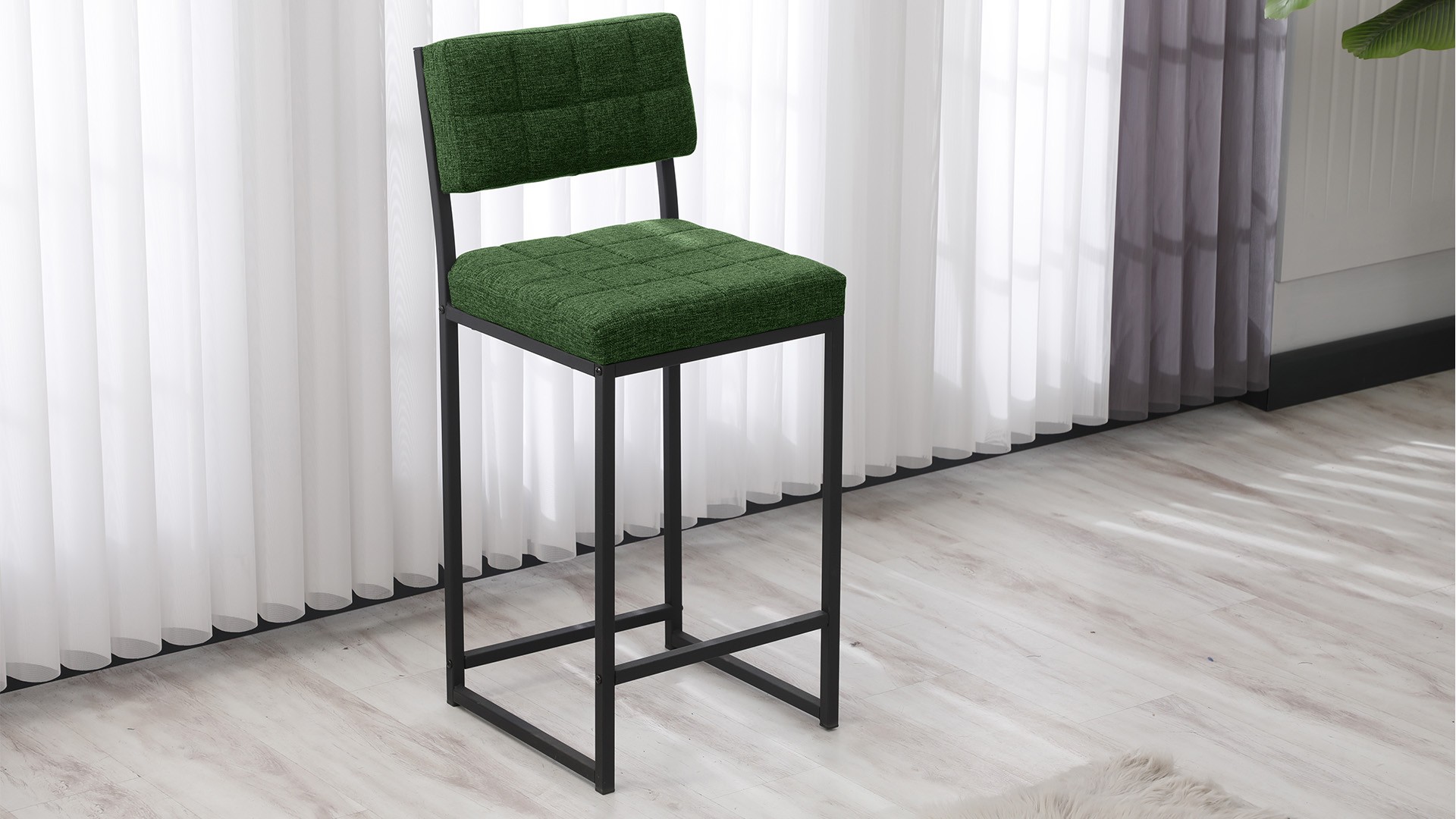 Retro Bar Sandalyesi Ada Mutfak Sandalyesi Bar Taburesi Mutfak Sandalyesi 66 cm - Yeşil