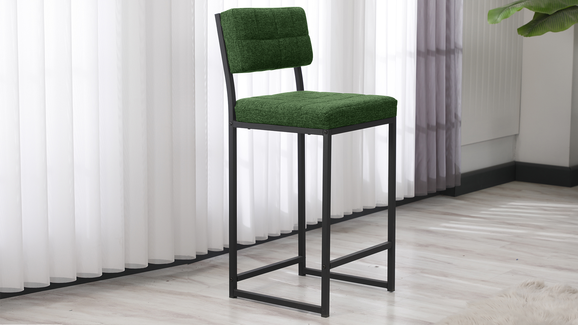 Retro Bar Sandalyesi Ada Mutfak Sandalyesi Bar Taburesi Mutfak Sandalyesi 66 cm - Yeşil