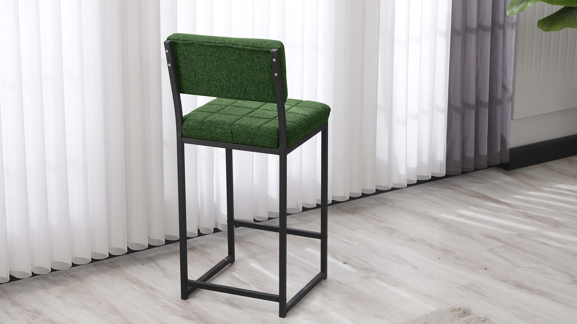 Retro Bar Sandalyesi Ada Mutfak Sandalyesi Bar Taburesi Mutfak Sandalyesi 66 cm - Yeşil