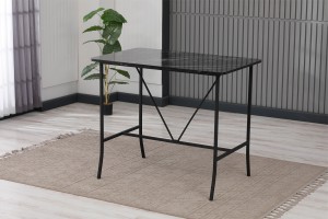 Retro Bar 4 sandalyeli 110x70 cm Siyah mermer desenli Krem mutfak masa takımı