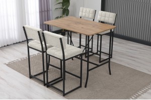 Retro Bar 4 sandalyeli 110x70 cm Krem mutfak masa takımı