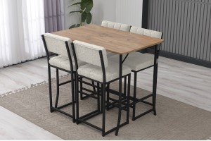 Retro Bar 4 sandalyeli 110x70 cm Krem mutfak masa takımı