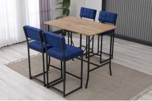 Retro Bar 4 sandalyeli 110x70 cm Lacivert mutfak masa takımı
