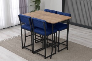 Retro Bar 4 sandalyeli 110x70 cm Lacivert mutfak masa takımı