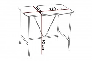 Retro Bar 4 sandalyeli 110x70 cm Bordo mutfak masa takımı