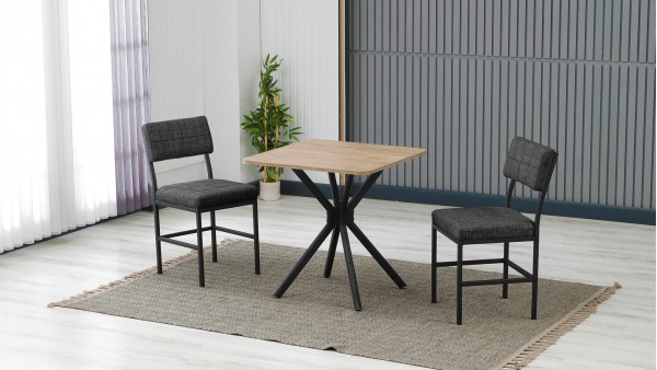 Dubai 2 Sandalyeli Mutfak Masa Takımı – Kompakt Modern Tasarım-70x70 Ceviz - Füme