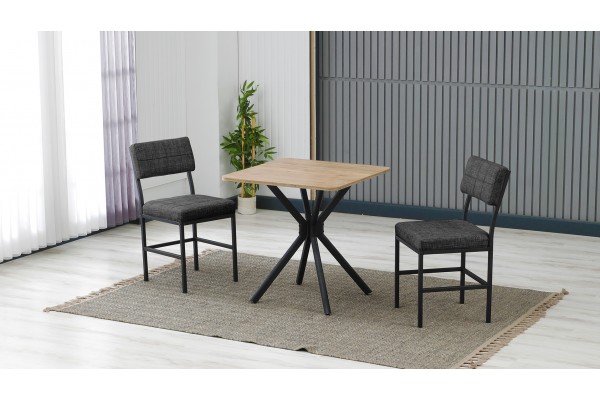Dubai 2 Sandalyeli Mutfak Masa Takımı – Kompakt Modern Tasarım-70x70 Ceviz - Füme