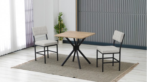 Dubai 2 Sandalyeli Mutfak Masa Takımı – Kompakt Modern Tasarım-70x70 Ceviz - Krem
