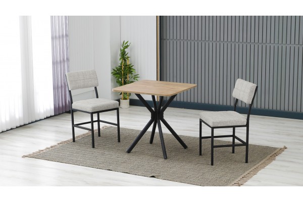 Dubai 2 Sandalyeli Mutfak Masa Takımı – Kompakt Modern Tasarım-70x70 Ceviz - Krem