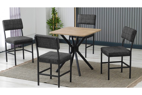Dubai 4 Sandalyeli Mutfak Masa Takımı – Kompakt Modern Tasarım-70x70 Ceviz - Füme