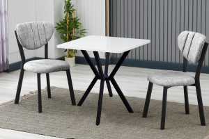 Elma 2 sandalyeli 70x70 cm Beyaz Gri mutfak masa takımı