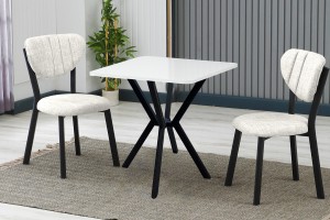 Elma 2 sandalyeli 70x70 cm Beyaz Krem mutfak masa takımı