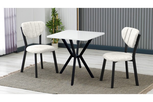 Elma 2 Sandalyeli Mutfak Masa Takımı – Kompakt Modern Tasarım-70x70 Beyaz - Krem