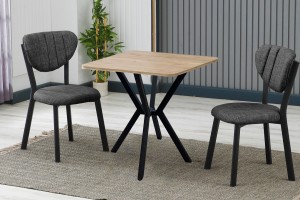 Elma 2 sandalyeli 70x70 cm Ceviz Füme mutfak masa takımı