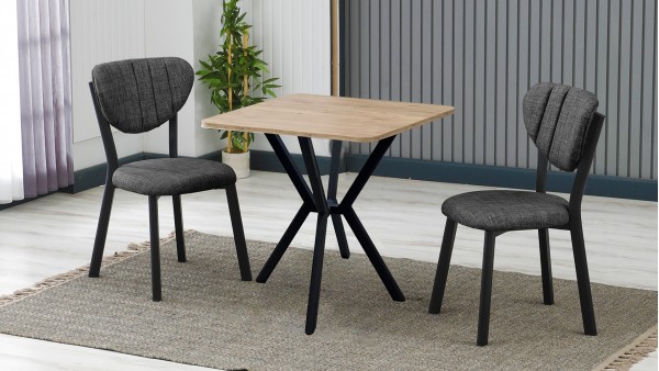 Elma 2 Sandalyeli Mutfak Masa Takımı – Kompakt Modern Tasarım-70x70 Ceviz - Füme