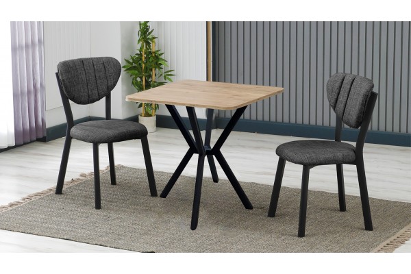 Elma 2 Sandalyeli Mutfak Masa Takımı – Kompakt Modern Tasarım-70x70 Ceviz - Füme