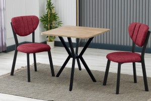 Elma 2 sandalyeli 70x70 cm Ceviz Bordo mutfak masa takımı