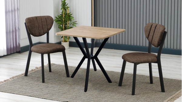 Elma 2 Sandalyeli Mutfak Masa Takımı – Kompakt Modern Tasarım-70x70 Ceviz - Kahve