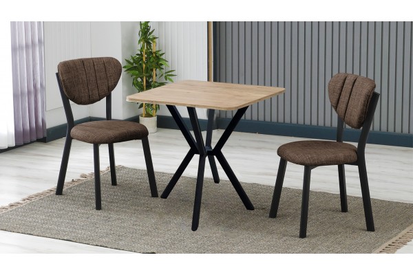 Elma 2 Sandalyeli Mutfak Masa Takımı – Kompakt Modern Tasarım-70x70 Ceviz - Kahve