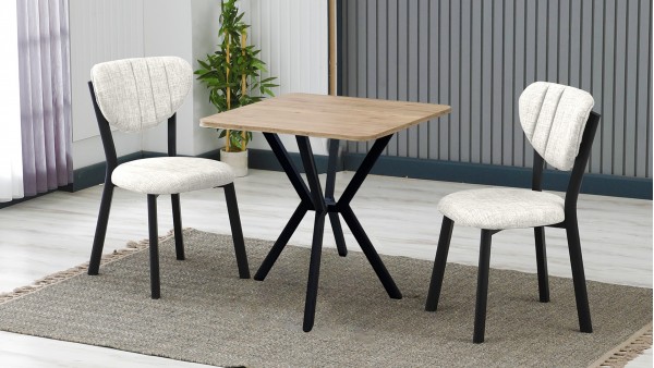 Elma 2 Sandalyeli Mutfak Masa Takımı – Kompakt Modern Tasarım-70x70 Ceviz - Krem