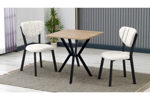 Elma 2 Sandalyeli Mutfak Masa Takımı – Kompakt Modern Tasarım-70x70 Ceviz - Krem