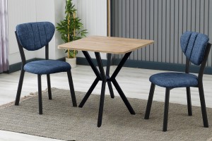 Elma 2 sandalyeli 70x70 cm Ceviz Lacivert mutfak masa takımı