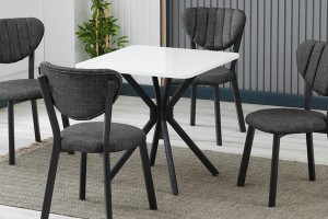Elma 4 sandalyeli 70x70 cm Beyaz Füme mutfak masa takımı