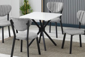 Elma 4 sandalyeli 70x70 cm Beyaz Gri mutfak masa takımı