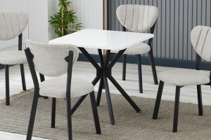 Elma 4 sandalyeli 70x70 cm Beyaz Krem mutfak masa takımı