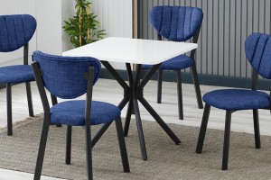 Elma 4 sandalyeli 70x70 cm Beyaz Lacivert mutfak masa takımı