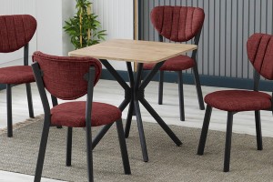 Elma 4 sandalyeli 70x70 cm Ceviz Bordo mutfak masa takımı