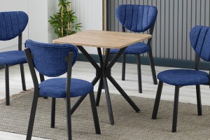 Elma 4 sandalyeli 70x70 cm Ceviz Lacivert mutfak masa takımı