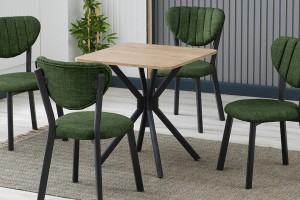 Elma 4 sandalyeli 70x70 cm Ceviz Yeşil mutfak masa takımı