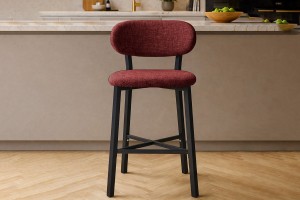 Luna Prime keten kumaş Bordo metal bar sandalyesi
