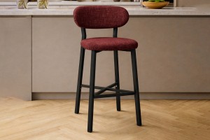 Luna Prime keten kumaş Bordo metal bar sandalyesi