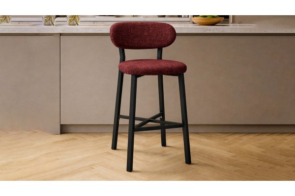 Luna Prime Bar Sandalyesi 65 cm – Keten Kumaş, 30x30 Metal Profil, Sırt Destekli Mutfak Ada Sandalyesi - Bordo Luna Prime Bar Sandalyesi 65 cm – Keten Kumaş, 30x30 Metal Profil, Sırt Destekli Mutfak Ada Sandalyesi - Bordo