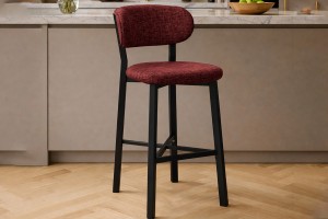 Luna Prime keten kumaş Bordo metal bar sandalyesi