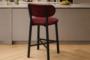 Luna Prime keten kumaş Bordo metal bar sandalyesi