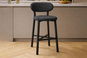 Luna Prime keten kumaş Füme metal bar sandalyesi