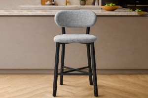 Luna Prime keten kumaş Gri metal bar sandalyesi