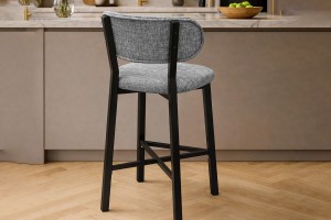 Luna Prime keten kumaş Gri metal bar sandalyesi
