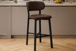 Luna Prime keten kumaş Kahve metal bar sandalyesi