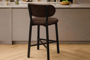 Luna Prime keten kumaş Kahve metal bar sandalyesi