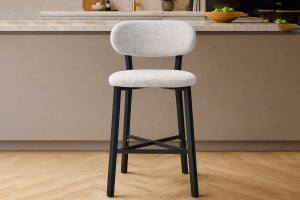 Luna Prime keten kumaş Krem metal bar sandalyesi