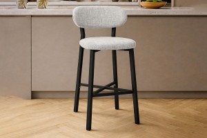 Luna Prime keten kumaş Krem metal bar sandalyesi