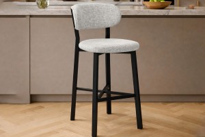 Luna Prime keten kumaş Krem metal bar sandalyesi